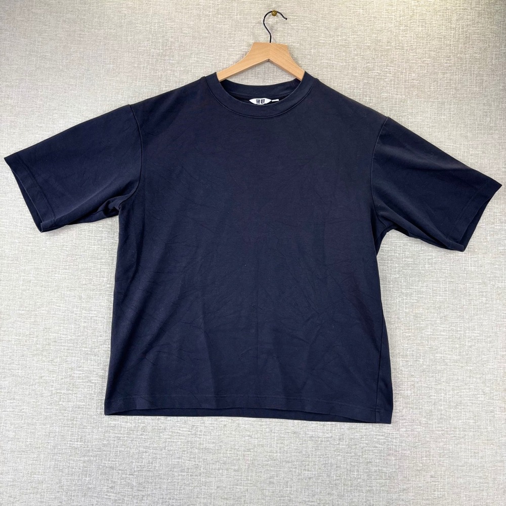 Uniqlo U Mens Medium Crew Neck Short Sleeve T-Shirt Black Heavyweight Cotton